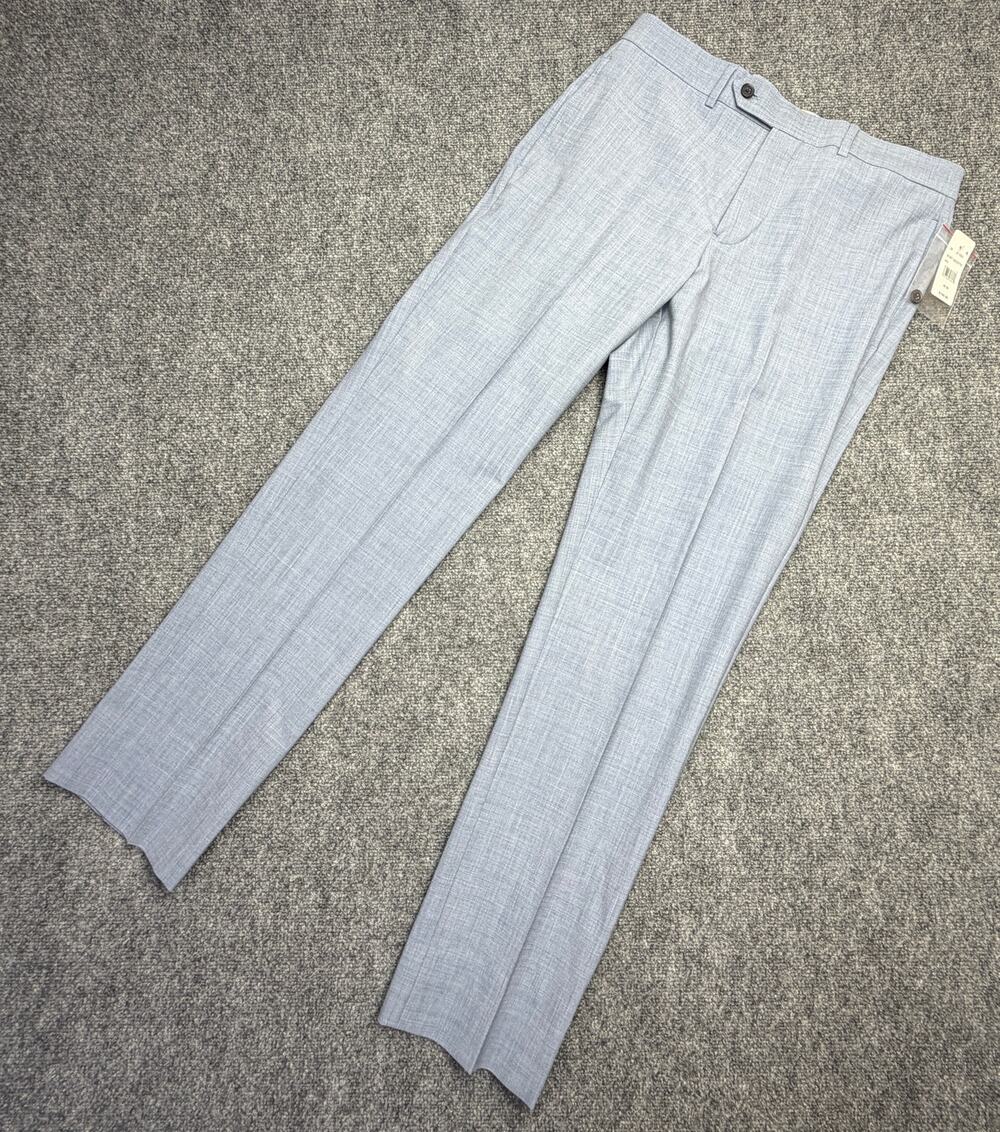 B Brooks Brothers Mens W32 L32 Light Blue Wool Stretch Dress Pants NWT
